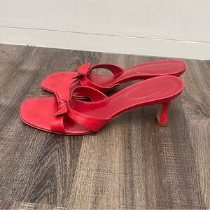 Michelle D Red Knotted Double-Strap Slide Sandals